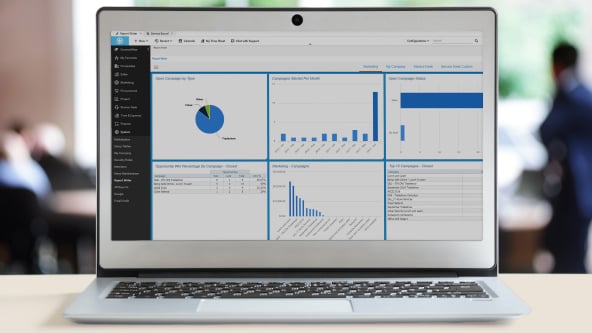 laptop showing ConnectWise PSA dashboard