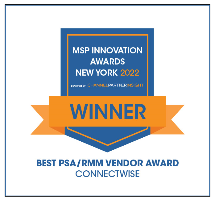 Award logo ConnectWise named 2022 Best PSA RMM Vendor