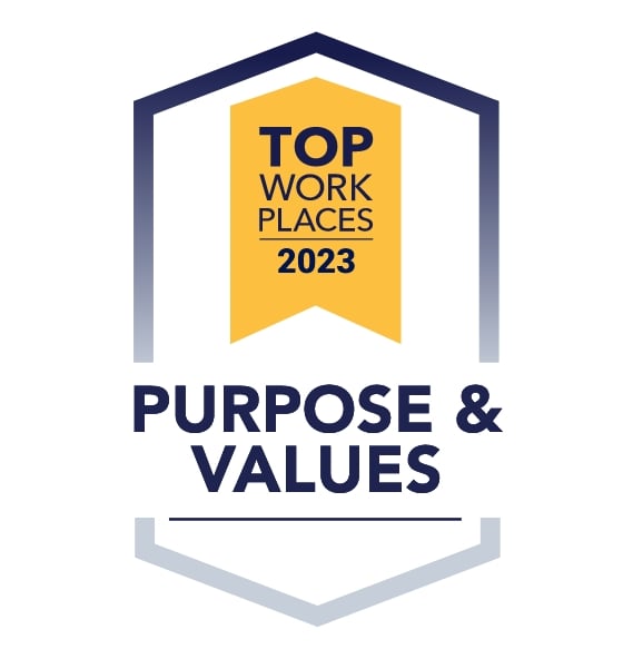 Top Workplace Purpose Values award badge