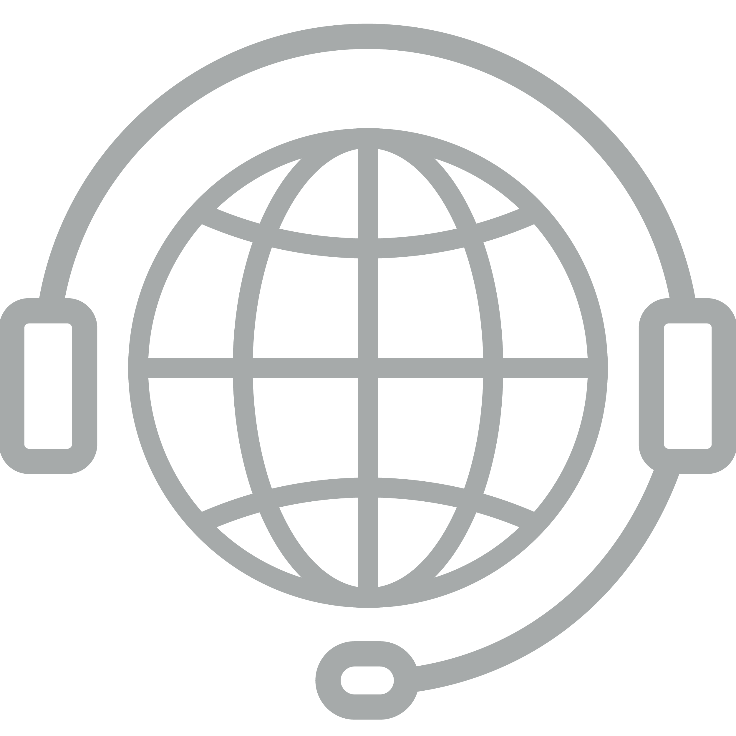 An icon of a globe with a headset around it