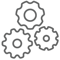 An icon of three gears