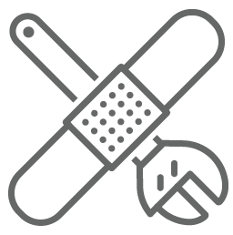 An icon of a bandaid over a wrench, indicating patching
